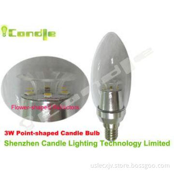 E14 Dimmable LED Candle Bulb 3Watt  250lm With Transparent